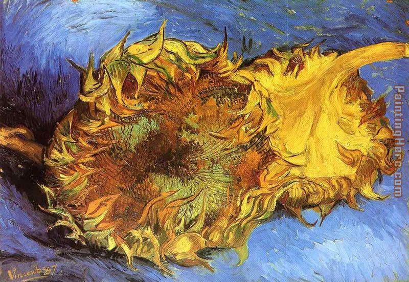 Two Cut Sunflowers painting - Vincent van Gogh Two Cut Sunflowers art painting